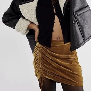 Free People Vivienne Velvet Ruched Drawstring Skirt